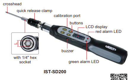 Tua vít lực điện tử Insize IST-SD200 (40~200cN.m)