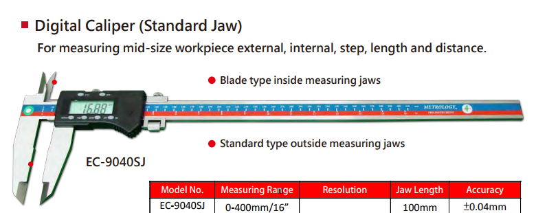 Thước cặp điện tử | Model EC-9040SJ Metrology | Digital Caliper (Standard Jaw)