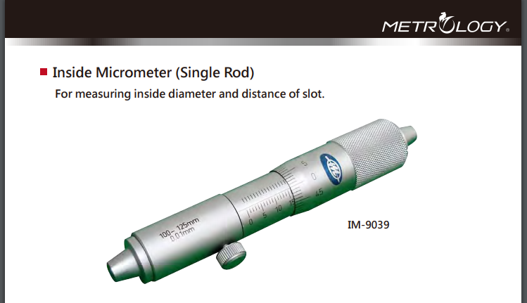 Inside Micrometer (Single Rod) Metrology | Model IM-9039