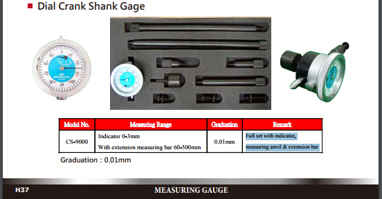 Dial Crank Shank Gage Metrology | Model CS-9000 