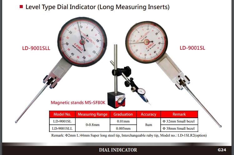 Đồng hồ so chân gập Metrology | Model LD-9001SL | Level Type Dial Indicator