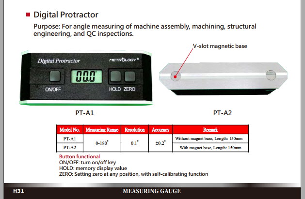 Nivo cân máy điện tử tích hợp đo góc Metrology  | Model PT-A1 | Model PT-A2