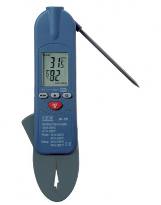 Máy đo nhiệt độ bằng tia hồng ngoại bằng que điện trở nhiệt và kìm kẹp CEM IR-99