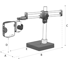 EVO Cam Double-arm boom stand dimensions