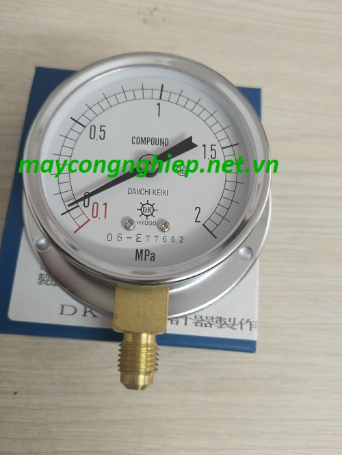 Đồng hồ đo áp suất BT UNF7/16 φ60 (-0.1~2Mpa) Daiichi Keiki