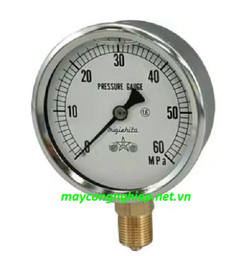 Đồng hồ đo áp suất chứa Migishita GLT-31 A G3/8 75*60MPA Glycerin