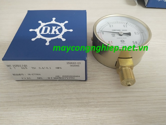 Đồng hồ đo áp suất đa năng AT G3/8 φ75 (-0.1~0.4Mpa) Daiichi Keiki