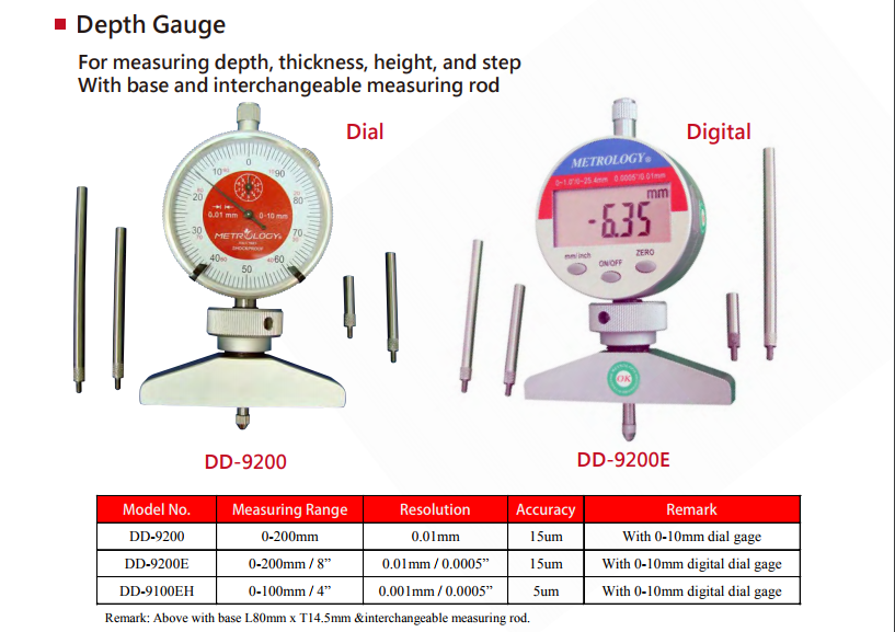 Đồng hồ đo sâu Metrology | Model DD-9200 | Depth Gauge