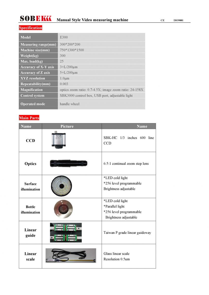 Máy Đo Quang Học E300, Manual Vision Measuring Machine, Sobek